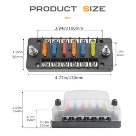 Flaconi Car Fuse Box,12v fuse Block,Fuse Blocks 12 Volt Automotive,Fused Distribution Block,Waterproof Fused Box, Suitable for DC 12V/24V Cars,Trucks,RVs