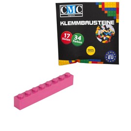 CMC imports 50 Clamping Blocks Building Blocks Basic Building Blocks 1 x 8 Nubs Compatible 8 Nubs Bricks 34 Different Colours (824 - Magenta)