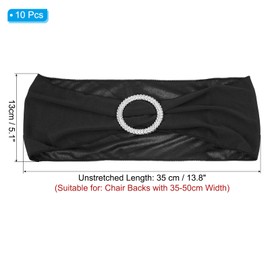 PATIKIL 14"x5" Stretch Chair Sashes Bows, 10 Pack Elastic Chair Bands Sashes with Buckle Slider for Wedding Banquet Decorations, Black