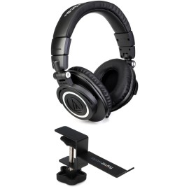 Audio-Technica ATH-M50x Headphone Bundle with Desk Hanger