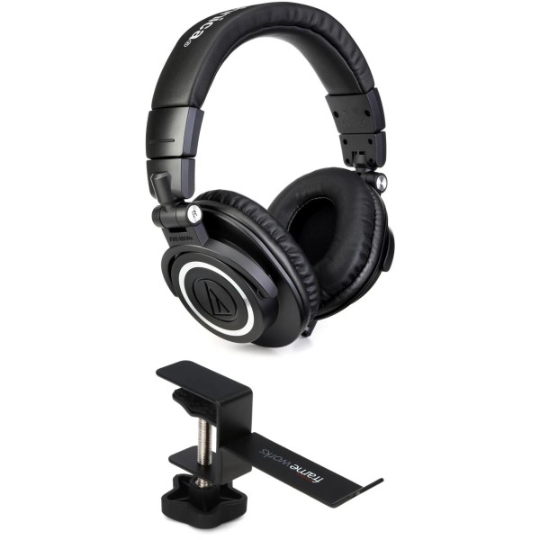 Audio-Technica ATH-M50x Headphone Bundle with Desk Hanger