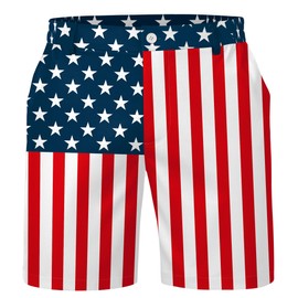 Arvilhill Mens Stripes and Stars Golf Short Pant America Flag Shorts Vacation Summer 4th of July Classic Patchwork Short Pant M
