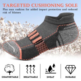 Amutost Ankle Socks for Women Men 3/5/6Pairs, No Show Socks Running Athletic Socks Low Comfort Cushioned Thick Socks