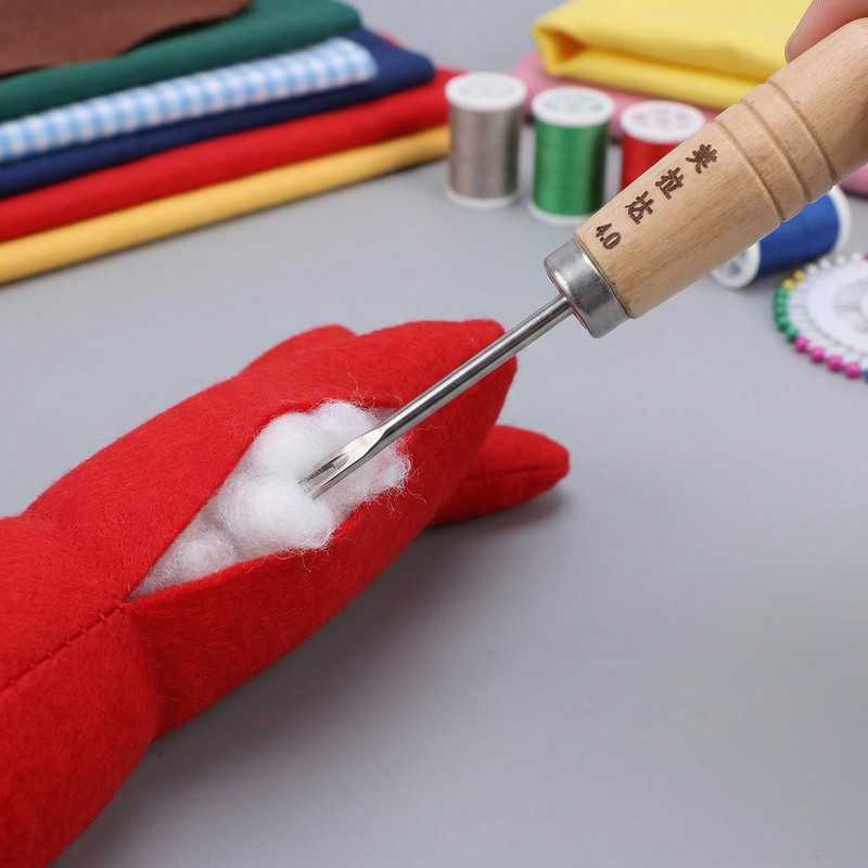 Angoily Stuffing Tool, Cotton Fillings Plug Awl with Wooden Handle