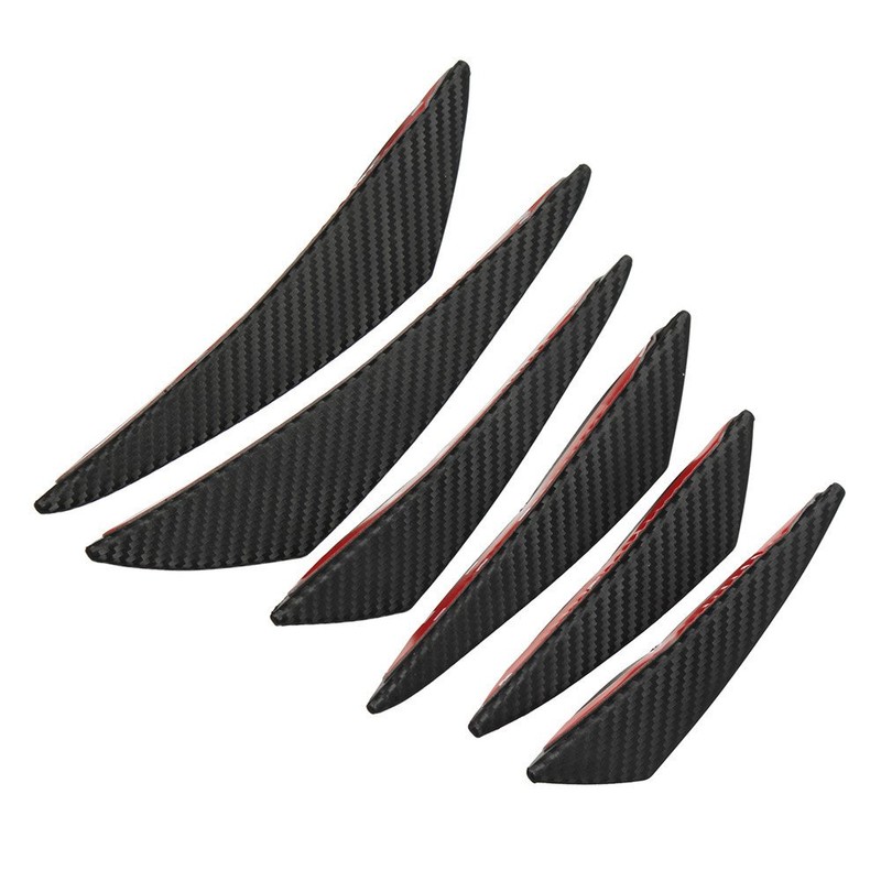 ChaRLes 6pcs Universal Carbon Fiber Spoiler Front Bumper Fins Spoiler