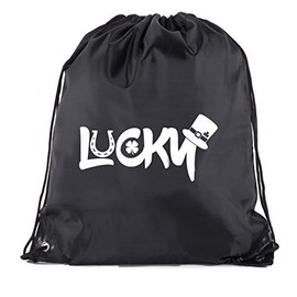 Mato & Hash St Patrick's Drawstring Bags, Reusable Cinch Backpacks, St Patrick's Goodie Bags - Black CA2500Patty S3