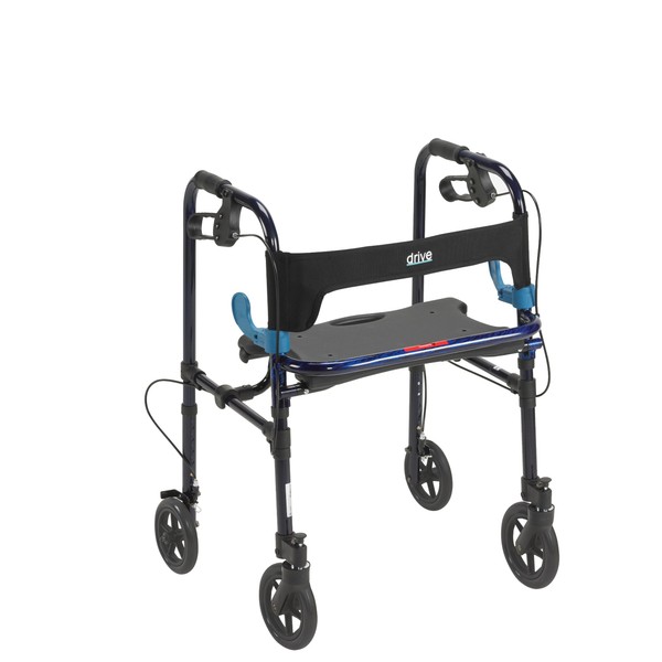 Drive Medical Deluxe Clever Lite Rollator Walker with 8" Casters, Flame Blue, Adult