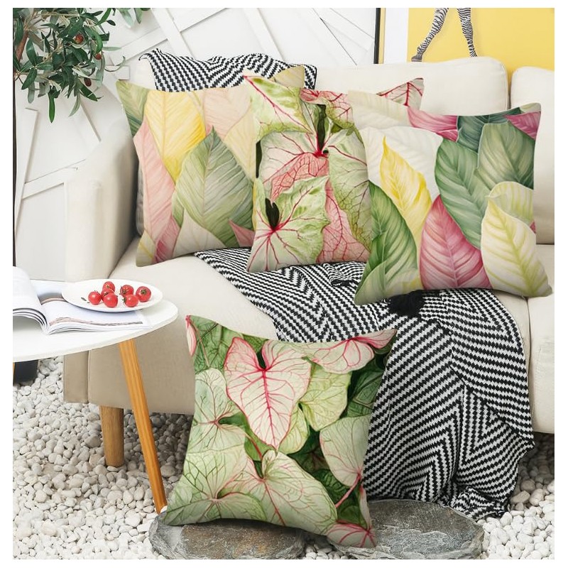 BAOKU Pink Roses and Butterfly Pattern Decorative Cushion Covers 18x18