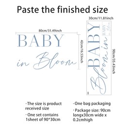 Baby in Bloom Party Decal Sign - Gender Reveal Girl or Boy Baby Shower Decal Sign, Pregnancy Wall Decoration (Baby in Bloom Blue)