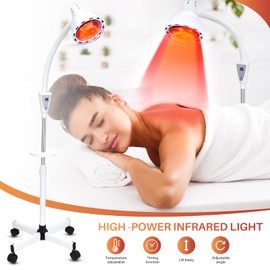 QAIHOE Infrared Light Therapy 275W Red Infrared Therapy Lamp for Body or Pain Therapy Device with Timer and Adjustable Height Stand