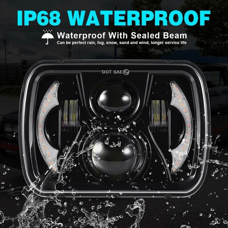 Unbranded Pair 5X7" 7X6 LED Headlights Hi/Lo DRL Fit Toyota