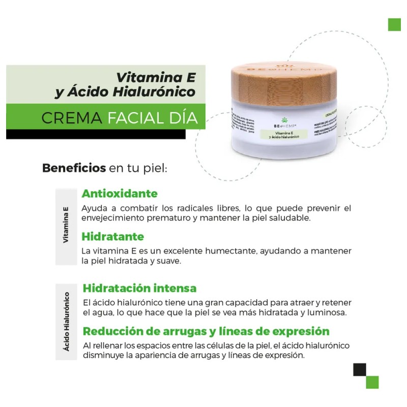 Crema Facial Día Vitamina E y Ácido Hialurónico 50g SPF