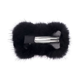 surell Mink Fur Bow Tie Clip - Unique Mink Fur Hair Clip for All Hair Types - Fur Fashion Hair Accessory - Black