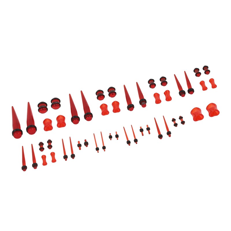 48pcs Ear Stretching Kit Heart Shaped Various Sizes Acrylic Tapers