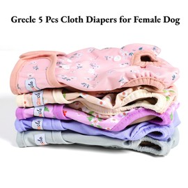 Female Dog Diapers 5Pcs - Premium Reusable Diapers for Doggie in Heat - Highly Absorbent Dog Diapers Female for Pet Incontinence with Adjustable Snaps, Flowers S