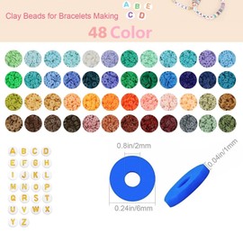 YMSDZHL 6600pcs+ Clay Bead for Bracelet Making Kit, 48 Colors Spacer Heishi Beads Flat Round Polymer Clay Beads Friendship Bracelet DIY Jewelry Making for 8-12