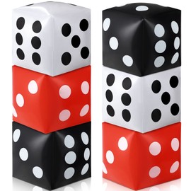 Ceenna 6 Pcs Jumbo Large Inflatable Dice 11.8 Inch Inflatable Large Dice Game Night Decorations Red Black and White Giant Dice for Indoor and Outdoor Games Party Favor