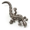 Large Vintage Diamante Lizard Brooch (Silver Tone)