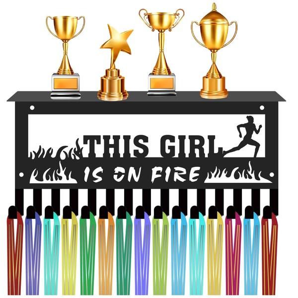 CREATCABIN Medal Holder Running Medal Hanger Display with Trophy Shelf
