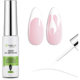 CHERIMOYA Esmalte Liner,Gel Polish Swirl Nail Art Gel Diseño Pintura Con Cepillo Fino para Punta Francesa Manicura Diy Nail Art,8Ml Blanco