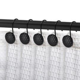 Utopia Alley Shower Rings Hooks, Shower Curtain Rings Hooks for Bathroom, Rust Resistant Shower Curtain Hooks Rings, Set of 12 (Matte Black)