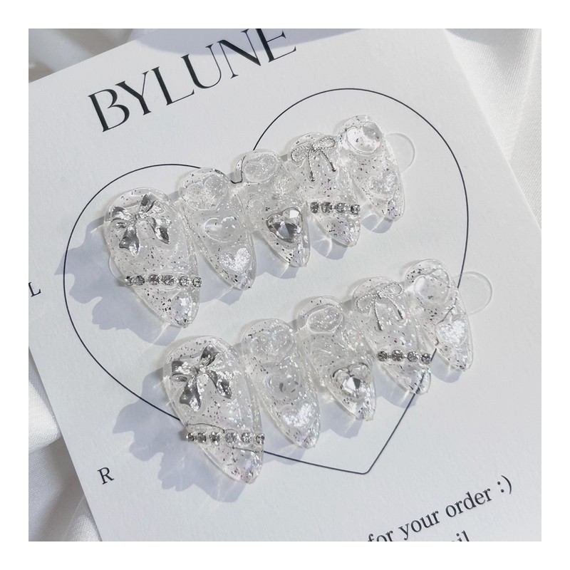 Transparent Silver Handmade Nail Tips Ice Clear Nail Tips -