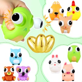 Jumbo Prefilled Easter Eggs with Animal Squishies Toys, 9 PCS Easter Basket Stuffers Filled Squishy Fidgets Toys for Kids Hunt Toddler Easter Gifts Party Favor Fillers Boys Girls Classroom Prize