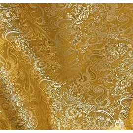 Wowfabric4less123 Yellow Gold  Paisley Metallic Brocade Fabric 60” Width Sold By The Yard