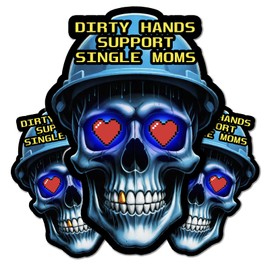 Support Single Moms Reflective Skull Hard Hat Stickers, Decal for Toolboxes, Helmets - Funny Design for Mechanics, Adults, Electricians, Construction, Welders, Gifts for Blue Collar Workers