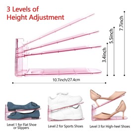 Yes!Fresh Shoe Slot Organizer, Boutique Display Style Shoe Stacker for A Pair of Shoes, Separable Shoe Rack for Closet Organization, 3 Adjustable Narrow Shoe Rack (Pink, 20 Pack)