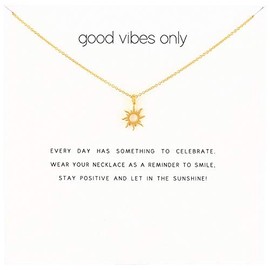 Fashion Sun Necklace Clavicle Chain Sunlight Sunshine Pendant Necklace With Message Card Friendship Dainty Gold Silver Jewelry (hollow sun white)