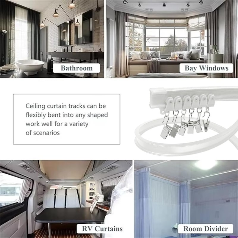 Yimisya Flexible Bendable Curtain Track, Wall Mount Heavy Duty Sliding