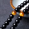 Leikance Natural Black Obsidian Beads Simulated Crystal Gemstone Tibetan Buddhist
