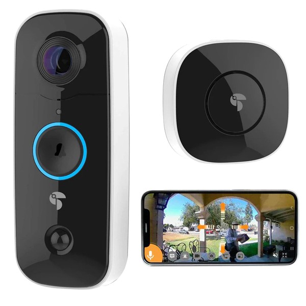TOUCAN Wireless Video Doorbell Camera with Chime, 2-Way Audio, Motion Sensor, Night Vision, Alexa & Google, No Subscription Home Security Cameras