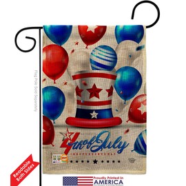 Independence Ballooon Burlap Garden Flag - Pack Patriotic Fourth of July Day Fireworks BBQ United State American Support Our Troops - House Banner Small Yard Gift Double-Sided 13 X 18.5