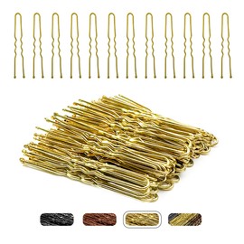 Biribila 60 PCS - U Shaped Hair Pins For Buns, 6 cm - Wavy Design Buns Bobby Pins, Bun Pins For All Hair Types (Gold)