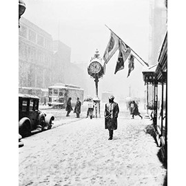 Restored Black & White Photo - Historic Washington D.C, A DC Snowstorm, c1924-11in x 14in