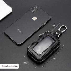 TTPSRY Premium Leather Car Key Zipper Case for Men & Women, Vintage Elegant Universal Remote Key Holder, Durable Stylish Car Key Protector(Black)