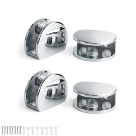 WJUAN 4 Pcs Adjustable Glass Shelf Bracket, for Wooden/Glass Shelf of 8-10mm Thickness (Semicircle)