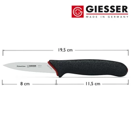 Giesser seit 1776 - Made in Germany - Spickmesser 8 cm PrimeLine, schwarz, rostfrei, spülmaschinenfest, scharfes Officemesser rutschfest
