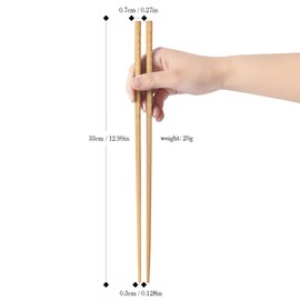 AYFDISHS Wooden Cooking Chopsticks,2 Pairs Reusable Chopsticks for Noodles Frying Hot Pot 12.9 inches Extra Long Kitchen Chopsticks