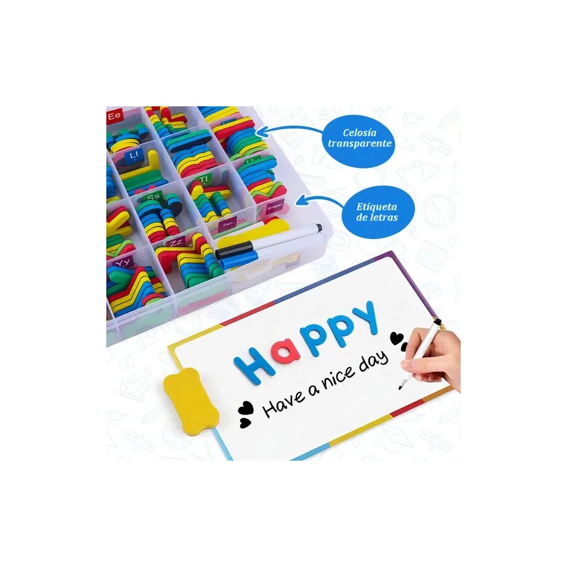 Regletas Magnéticas Montessori QITING Letras Inglés 248 Pzs Espuma EVA