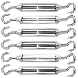 Pack of 6 M5 Rope Tensioners Stainless Steel 304 Turnbuckle Wire Tensioner Adjustable Turnbuckle Hook and Hook for Tensioned Rope to Sharpen and Elastic Effect Regulate Rope Accessories