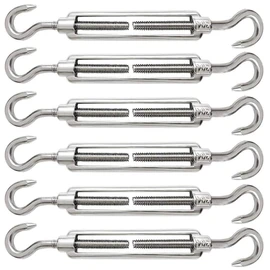 Pack of 6 M5 Rope Tensioners Stainless Steel 304 Turnbuckle Wire Tensioner Adjustable Turnbuckle Hook and Hook for Tensioned Rope to Sharpen and Elastic Effect Regulate Rope Accessories