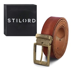 STILORD Business Leather Belt Men Women Universal Shortenable Vintage Jeans Suit Belt Casual Business Genuine Leather, Tuscany - Brown | Antique Buckle - Bronze I V