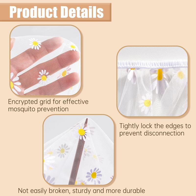 BQSAZHYJ Mosquito Net for Baby Pram, Daisy Print Stroller Netting