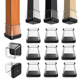 28 Pcs Chair Leg Sliders for Carpet, Square Chair Glides, Silicone Furniture Leg Protectors Caps, Carpet Protectors Table Feet Covers Cups, Teflon Furniture Pads Sliders (Fit:13/16" ~ 1")