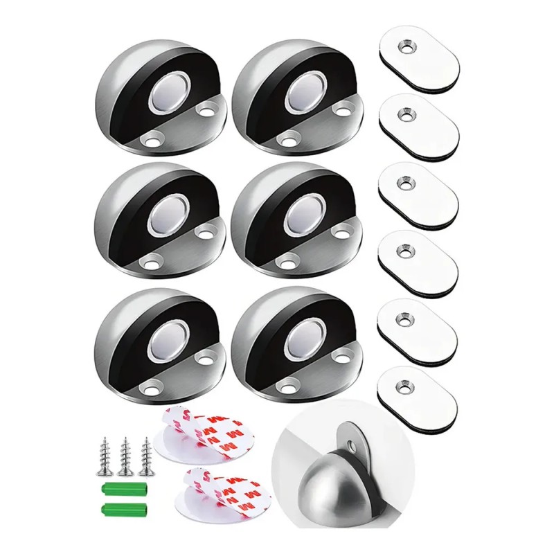 Topes para Puertas Chicon Pack 6 Magnéticos Acero Inoxidable con
