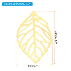 [PATIKIL] 44mm Leaf Pendant 50pcs Metal Tree Leaf Beads for Jewelry Making Bulk Leaf Charm Mesh Bracelet Necklace Earrings Keychain Style 1 Gold