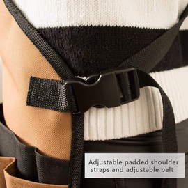 Namvo Heavy Duty Workwear Garden Tool Apron with 16 Tool Pockets, Adjustable Cross Straps, Waterproof Oxford Tool Apron (Coffee)